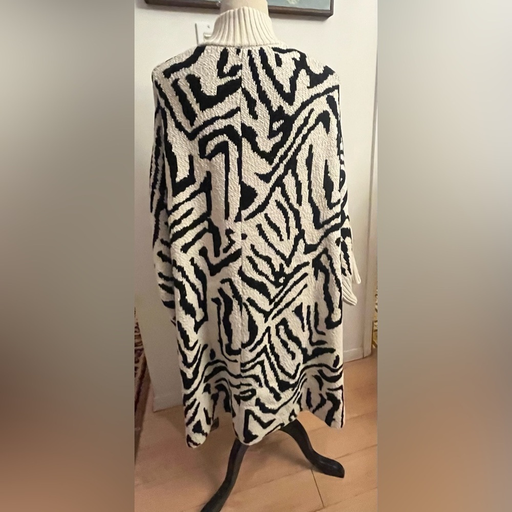 Funnel Neck ANIMAL PRINT CARDIGAN CHUNKY OVERSIZED THICK Cotton SWEATER XL - Picture 3 of 11